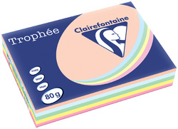 Clairefontaine multifunctioneel papier Trophée A4, gekleurd gesorteerd, 160 g/m², 250 vel