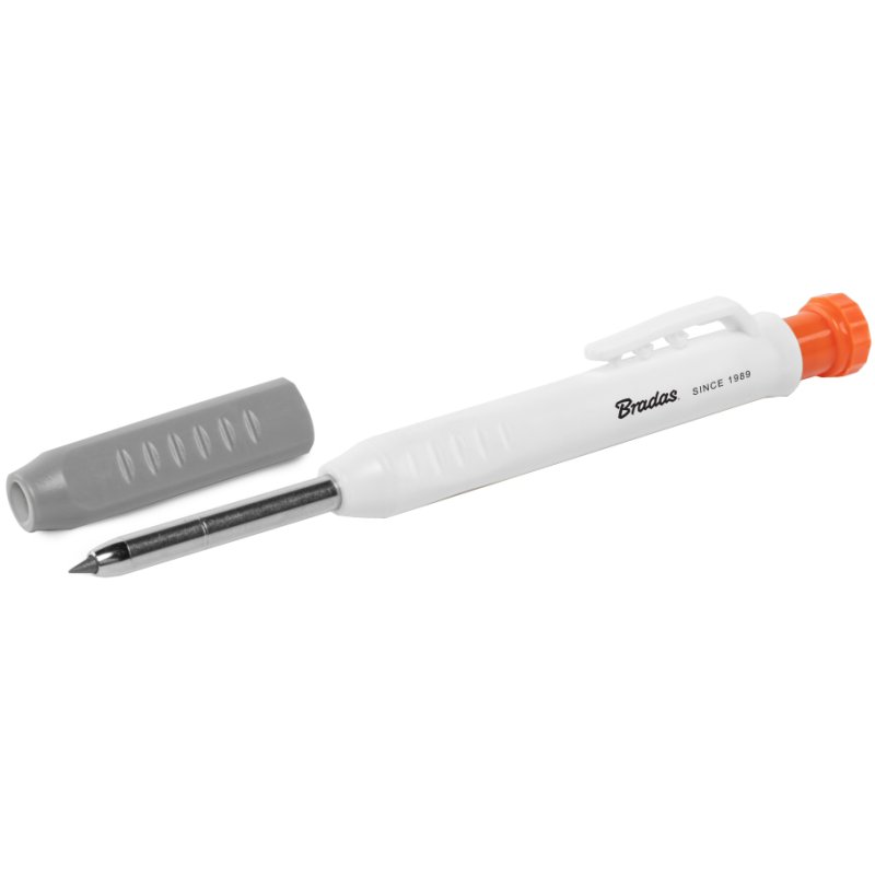 Bradas hole marker, white/grey, extra long metal tip, including 6 refills