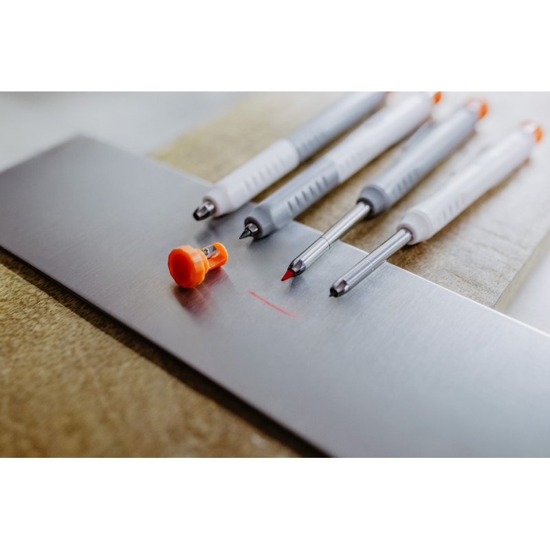 Bradas hole marker, white/grey, extra long metal tip, including 6 refills