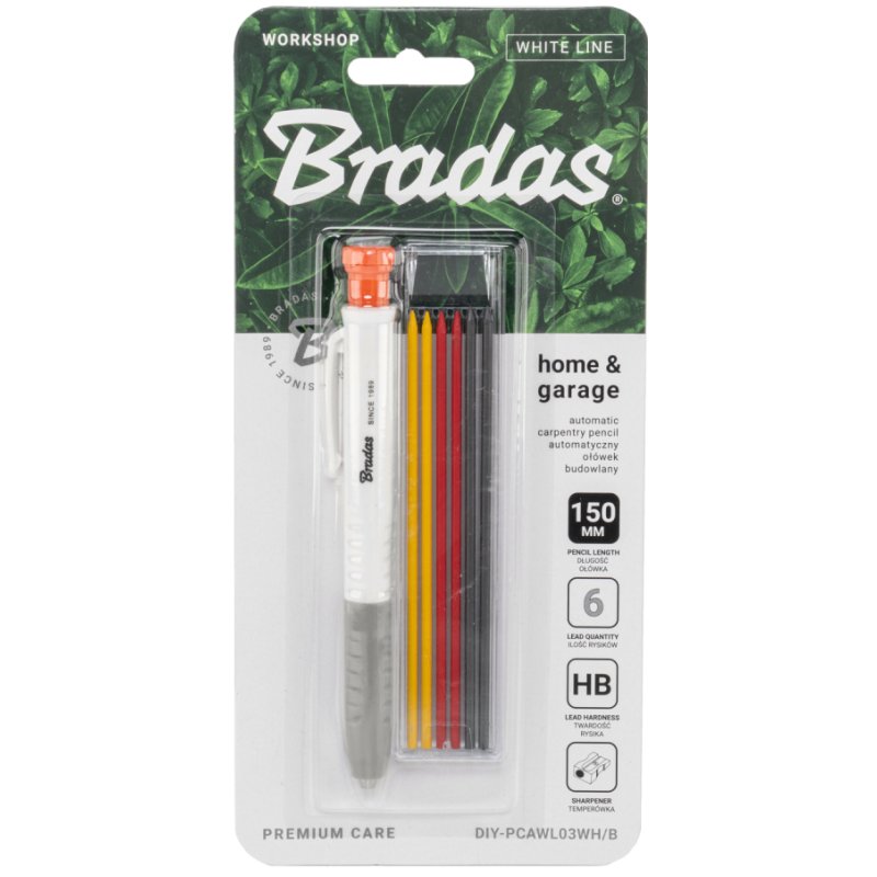 Bradas hole marker, white/grey, extra long metal tip, including 6 refills