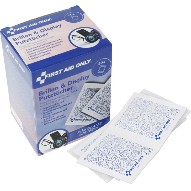 FIRST AID ONLY brillendoekjes Brill, alcoholbevochtigde doekjes, 150 x 120 mm, 50 stuks