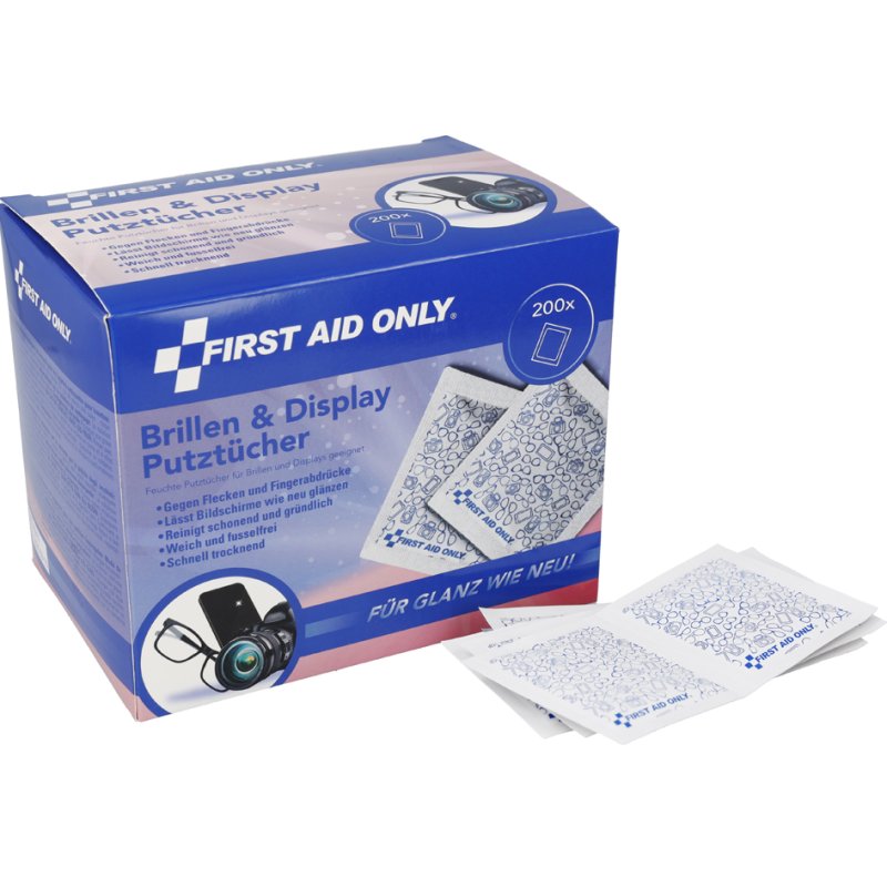 FIRST AID ONLY brillendoekjes Brill, alcoholbevochtigde doekjes, 150 x 120 mm, 50 stuks