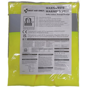 FIRST AID ONLY waarschuwingsvest, geel, reflecterend, EN ISO 20471