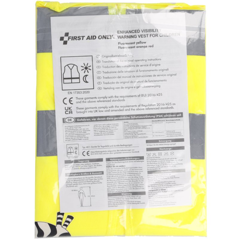 FIRST AID ONLY kinder waarschuwingsvest Fuchs, geel, 122-140 cm