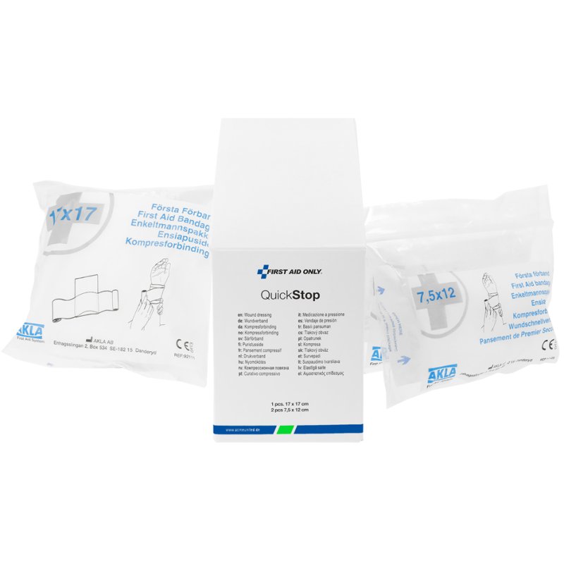 FIRST AID ONLY steriel wondverband-set QuickStop, geïntegreerde fixeerbanden, 3 stuks