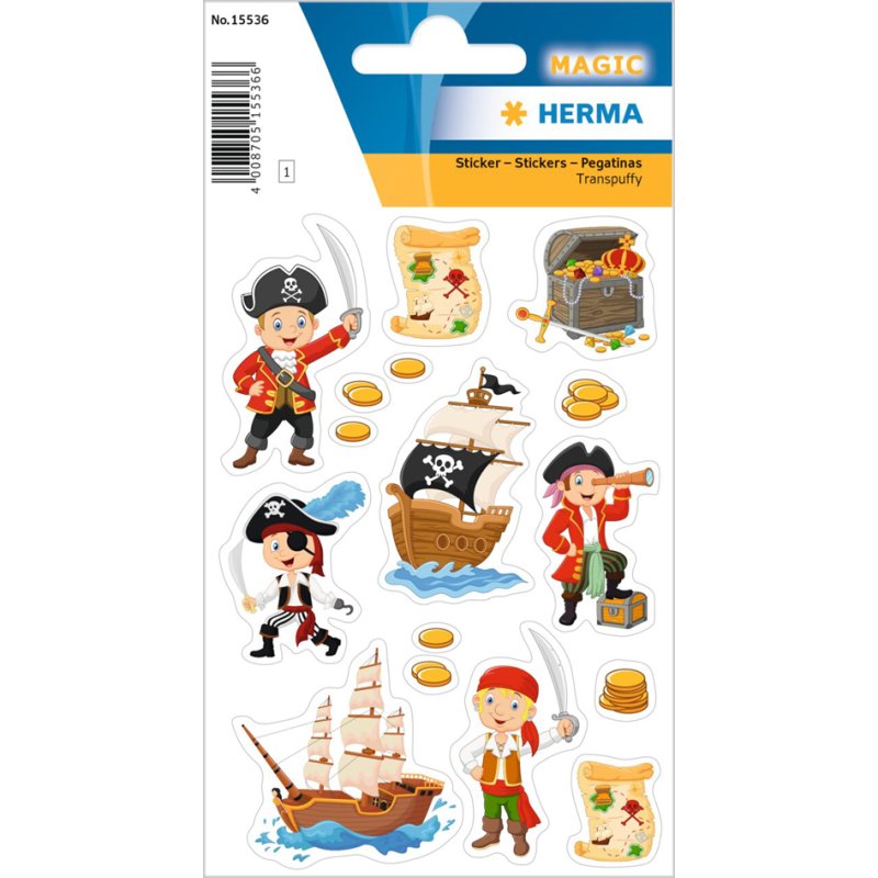 HERMA inflated pirate stickers, matt, permanent, 16 pieces
