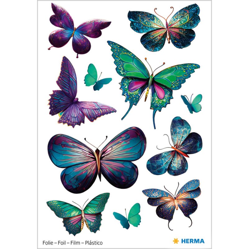 HERMA stickers Papillons Magiques, paillettes, autocollants, 28 pièces