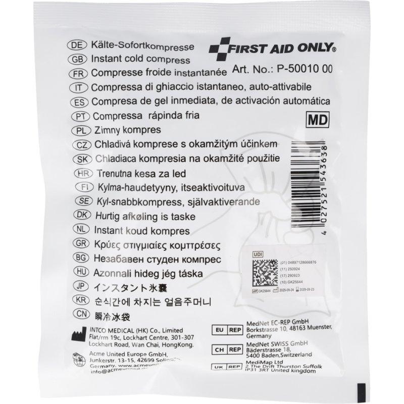 FIRST AID ONLY koudecompres Dispo, eenmalig gebruik, 153 × 125 mm, wit