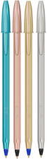 BIC Cristal Glacé balpennen, 0,32 mm, blauw en zwart, 4 stuks