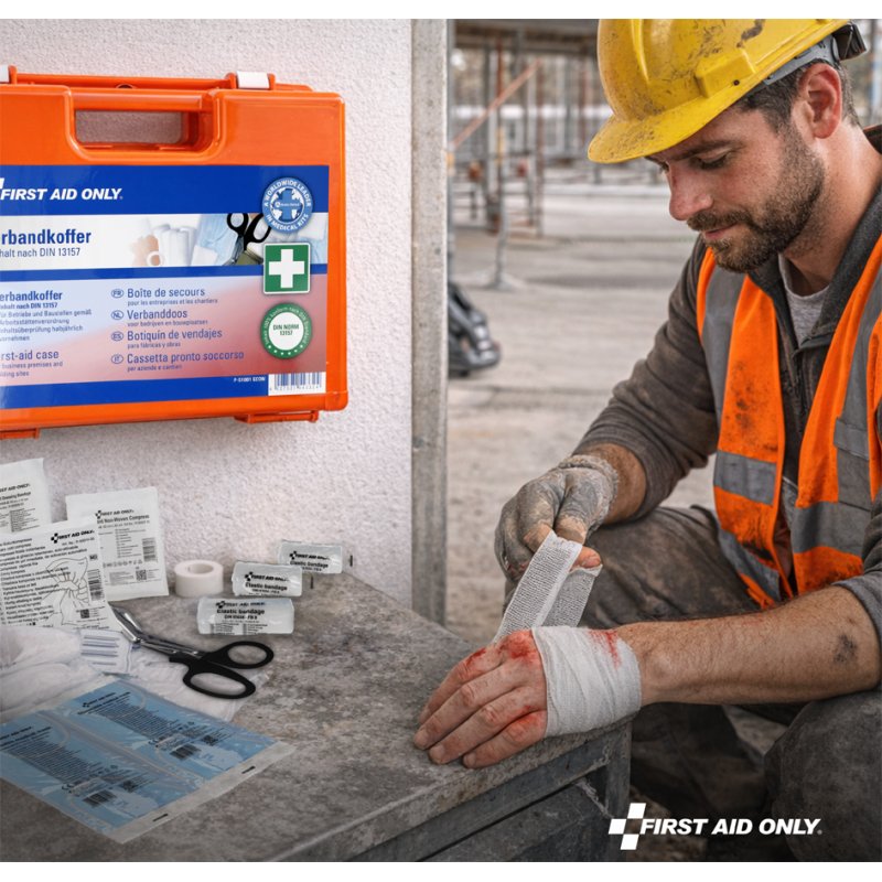 FIRST AID ONLY verbandkoffer DIN 13157, kunststof oranje, 278×117×215 mm