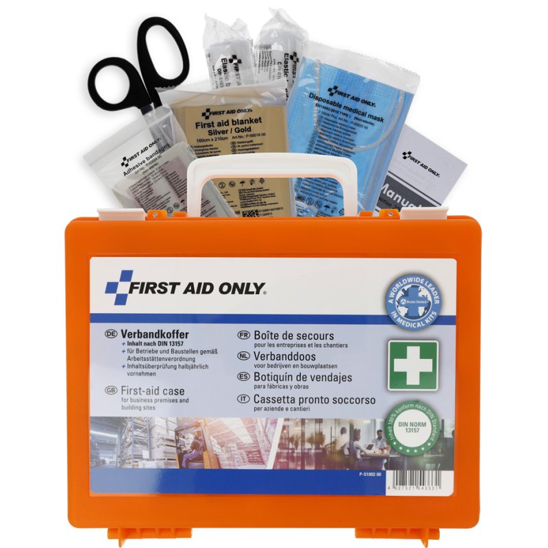 FIRST AID ONLY EHBO-koffer 1315, kunststof oranje, DIN 13157, 267×92×208 mm