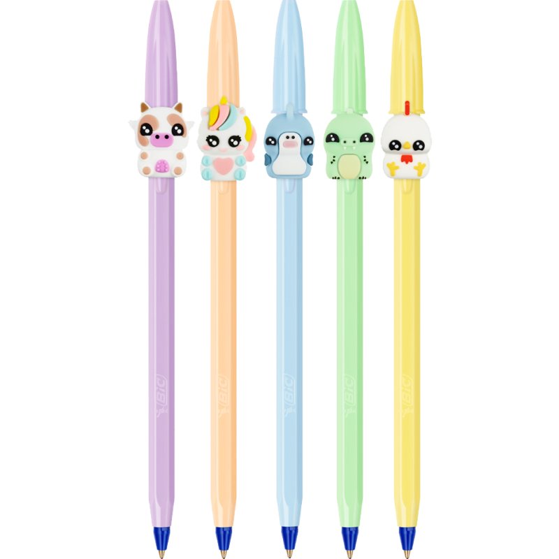 BIC stylos Cristal Pastel F, 0,32 mm, couleurs pastel, 5 pièces
