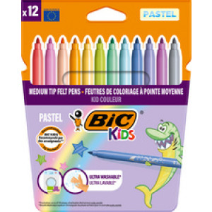 BIC Kids viltstiften Kid Couleur, uitwasbaar, 0,8 mm, 12 stuks