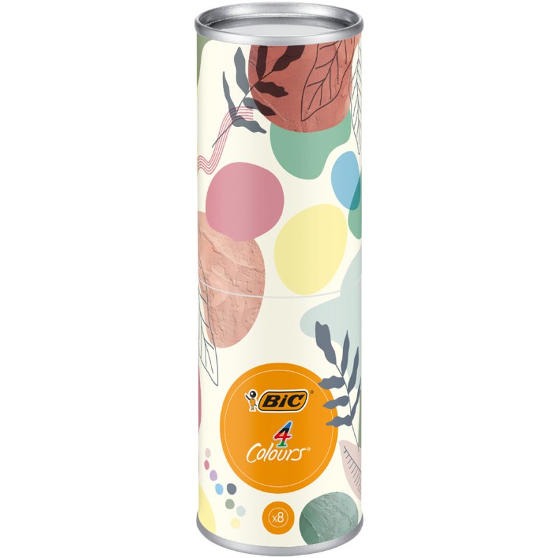 BIC 4 Colours Minera vierkleurenbalpen, 0,32 mm, aardse en pasteltinten, 8 stuks