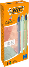 BIC 4 Colours Mineral balpennen, 4 kleuren, aardse tinten, 12 stuks
