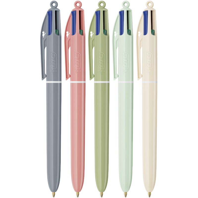 BIC 4 Colours Mineral stylos à bille, 4 couleurs, teintes terreuses, 12 pièces