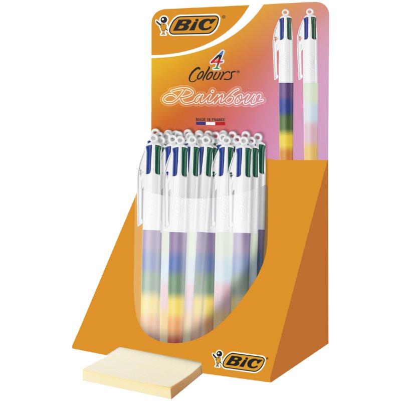 BIC 4 Colours Rainbow stylos bille, 4 couleurs, 0,32 mm, 30 pièces