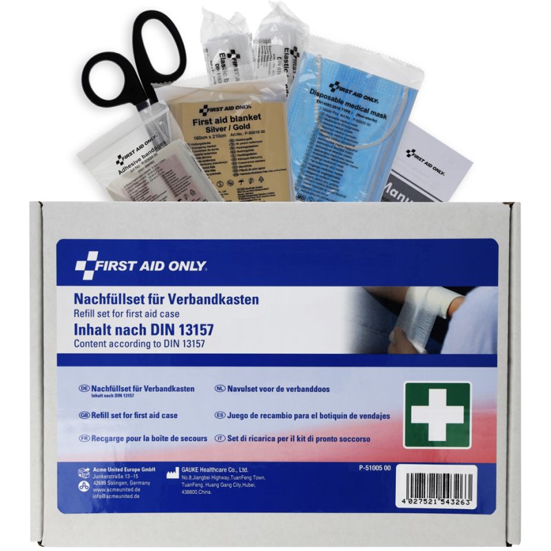 FIRST AID ONLY aanvulset DIN 13157, eerste hulp koffer, kartonnen verpakking
