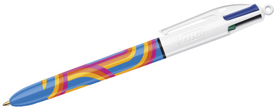 BIC balpen 4 Colours Lines, 4 kleuren, lijnendesign, 0,32 mm