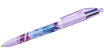BIC 4 Colours Hydro balpen, 4 kleuren, lila schaft, 0,32 mm