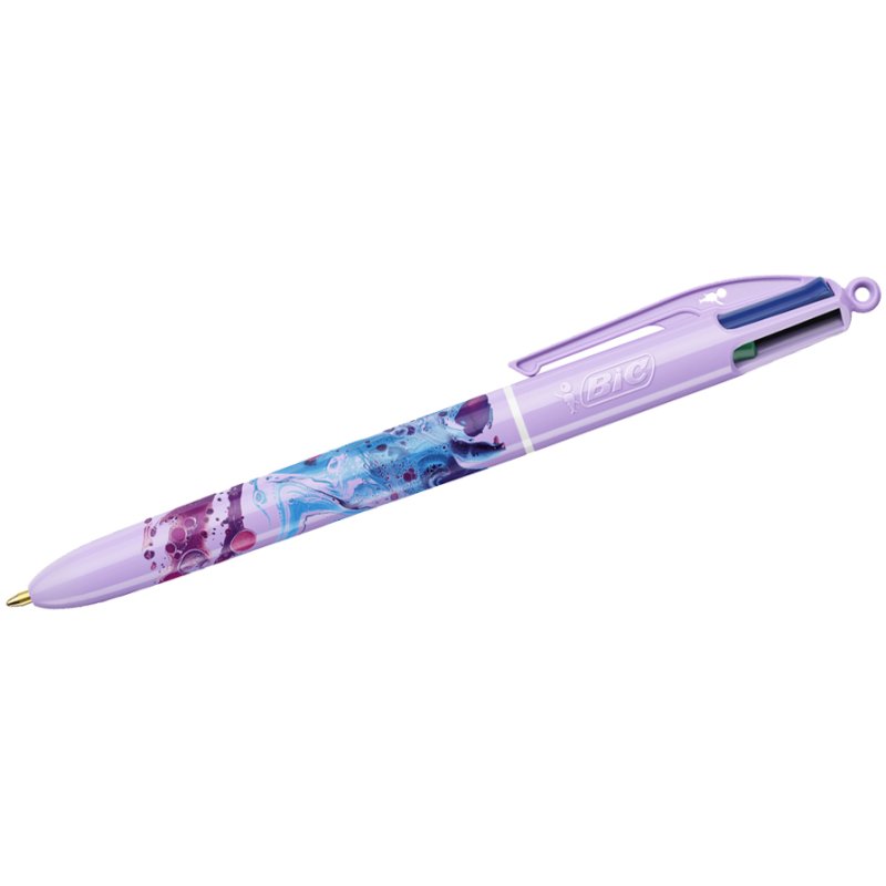 BIC 4 Colours Hydro stylo bille, 4 couleurs, corps violet, 0,32 mm