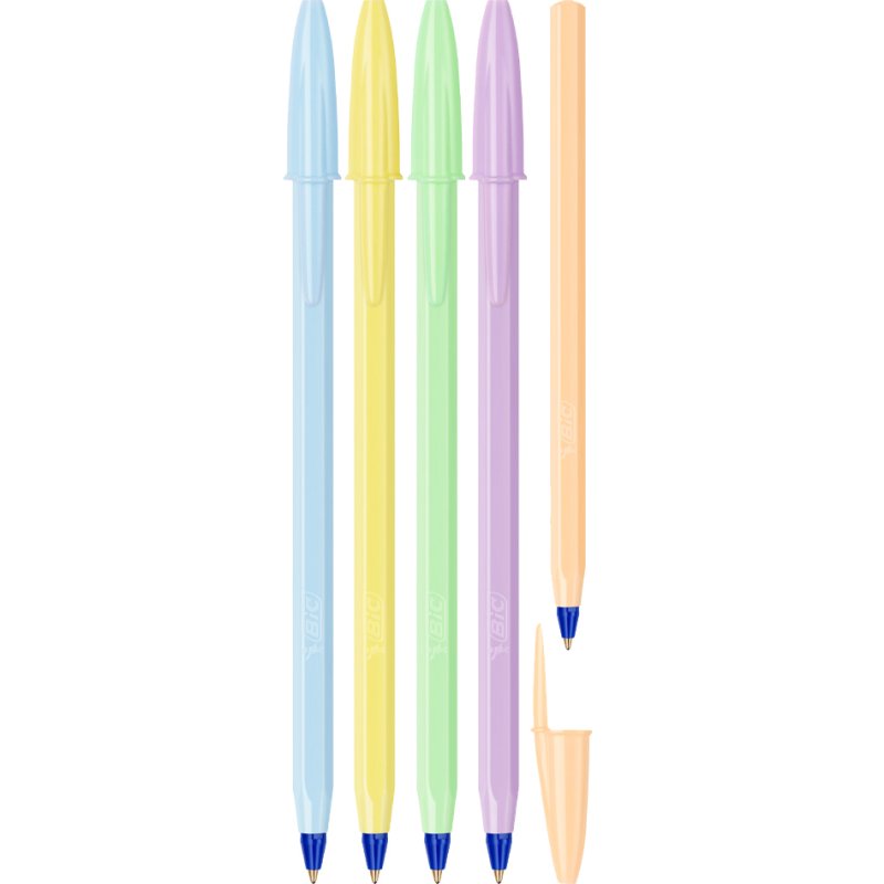 BIC stylos Cristal Pastel, couleurs pastel, 0,32 mm, 5 pièces