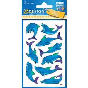 AVERY Zweckform vormstickers kinderen Dolfijn, beglimmerd papier, 2 vel à 9 stickers