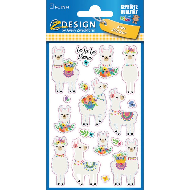 AVERY Zweckform decoratieve glitterstickers Alpaca, transparant, 76×120 mm, 16 stuks