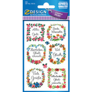 AVERY Zweckform stickervellen Felicitaties, papier beglitterd, 76×120 mm, 2 vel à 6 stickers