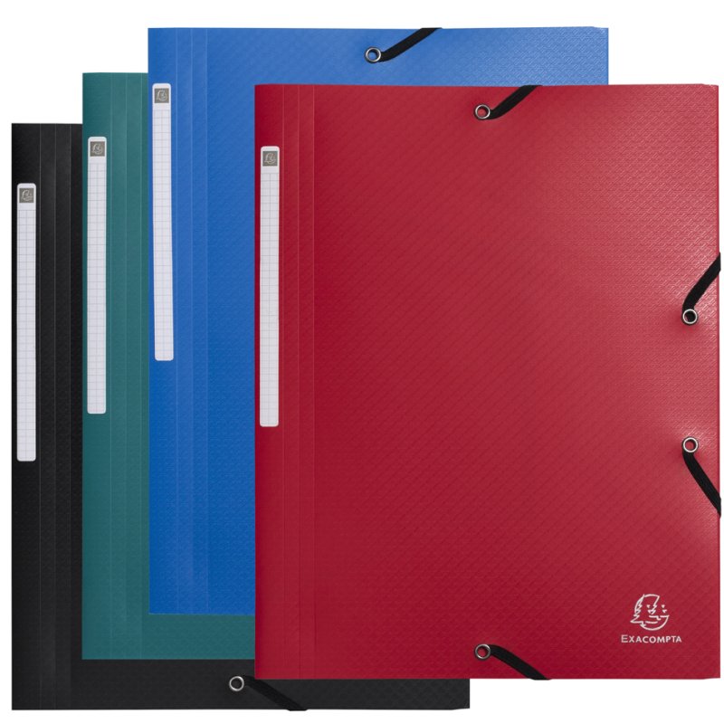 EXACOMPTA 55710 corner-spring folder, A4, recycled PP, 10 pieces, assorted colours