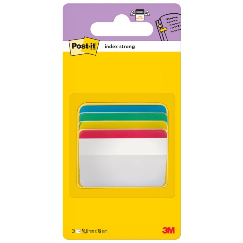 Post-it index tabs, 50,8 × 38,1 mm, couleur, 24 pièces