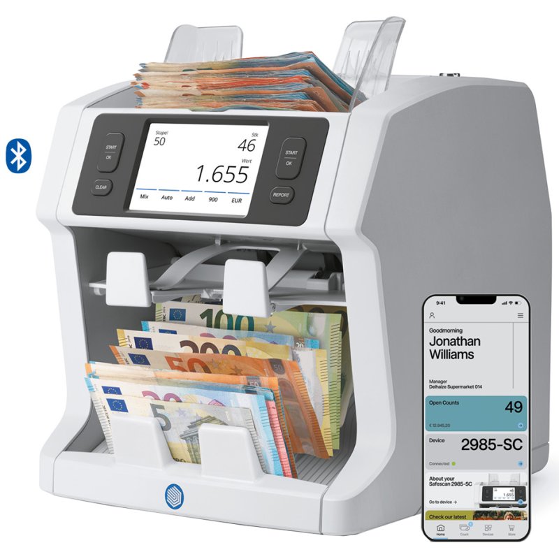 Safescan geldtelmachine 2995-SC, 11-voudige valsgelddetectie, grijs
