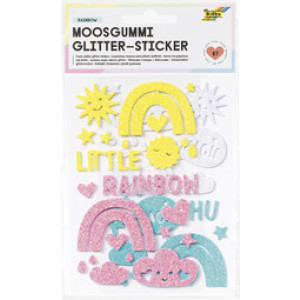 folia foam rubber glitter stickers Rainbow, zelfklevend, 4 kleuren, 67 stuks