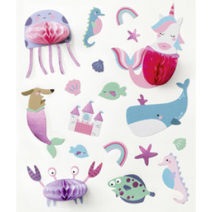 folia honingraatstickers Zoete Oceaan, iriserende roze hot foil, 140×165 mm, 18 stuks