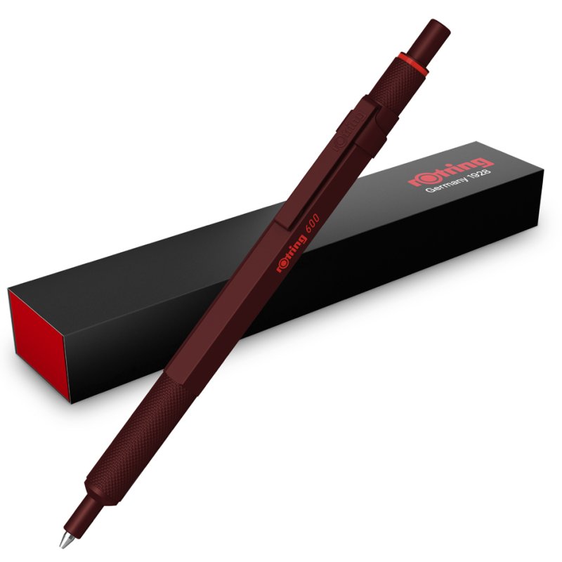 rotring stylo-bille rétractable 600, Chocolate Truffle, corps en métal zinc, design hexagonal