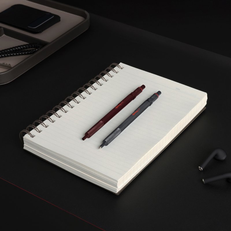 rotring 600 stylo à bille Darkstone, corps entièrement métallique, design hexagonal, noir