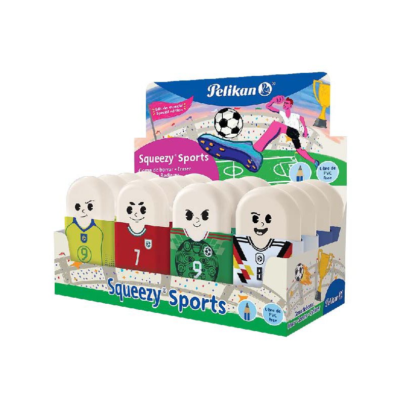 Pelikan erasers Squeezy You, football World Cup designs, soft action, 16 pieces