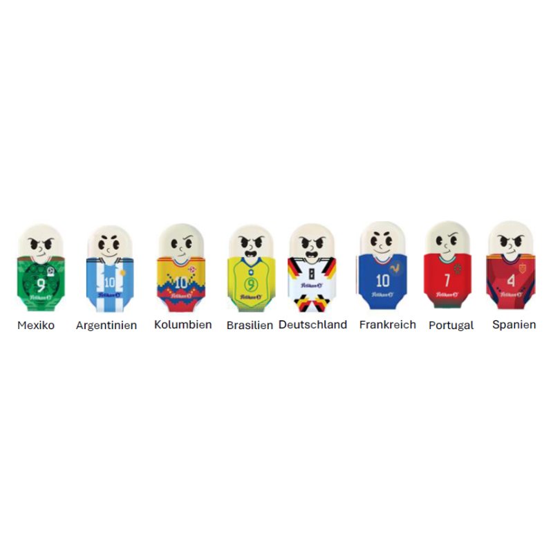 Pelikan erasers Squeezy You, football World Cup designs, soft action, 16 pieces