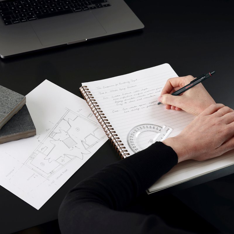 rotring balpen 600, zwart, geschenkset met notitieboek en etui