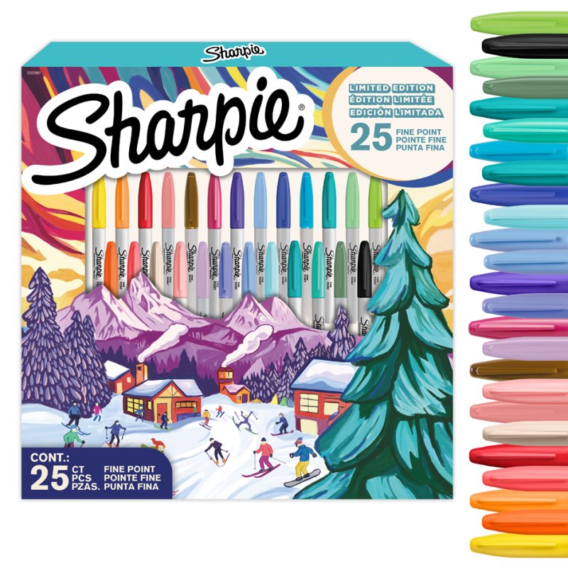Sharpie marqueur permanent FINE, 0,9 mm, pointe ronde, 25 pcs