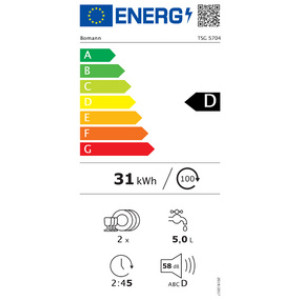 BOMANN mini-vaatwasser TSG 5704, wit, 6 programma's, LED-display