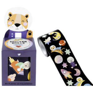 folia stickersrol Ruimtesafari, hot foil glanzend, 320 stickers, 4 meter