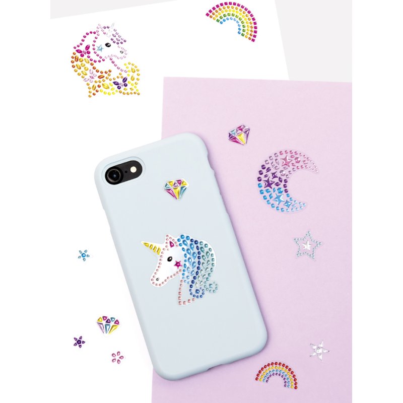 folia glanzende unicorn stickers, met strassteentjes, 100×160 mm, 15 stuks