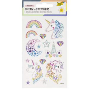 folia glanzende unicorn stickers, met strassteentjes, 100×160 mm, 15 stuks