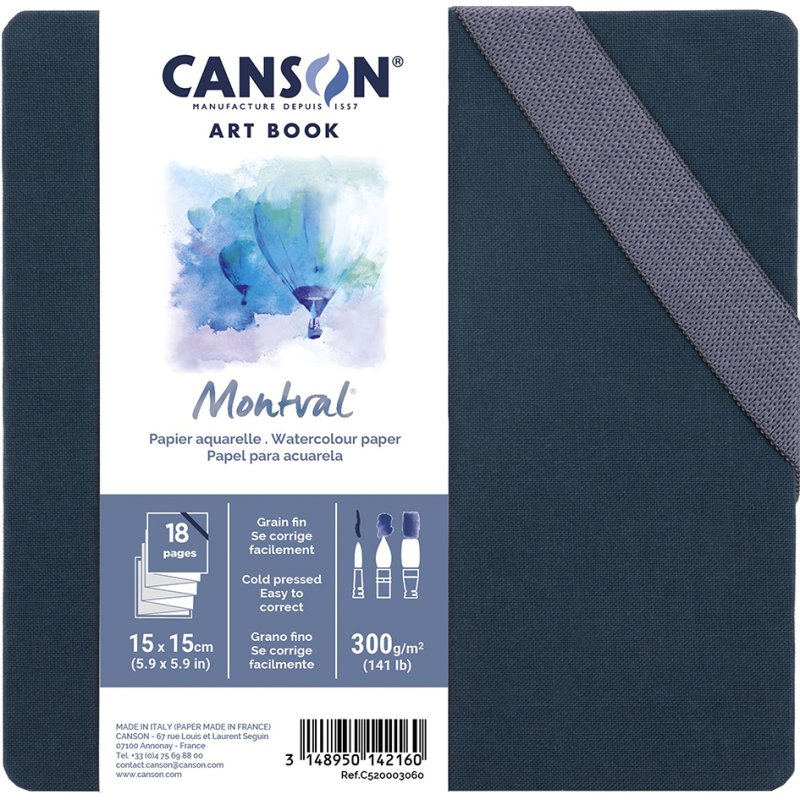 CANSON sketchbook ART BOOK Montval Accordion, natural white paper 300 g/m², 150×150 mm