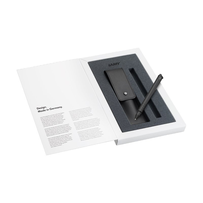 LAMY rollerpen swift black, noir mat, étui en cuir inclus