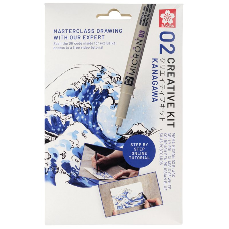 SAKURA creative set The Great Wave off Kanagawa, fineliner, gel pen, brush pen
