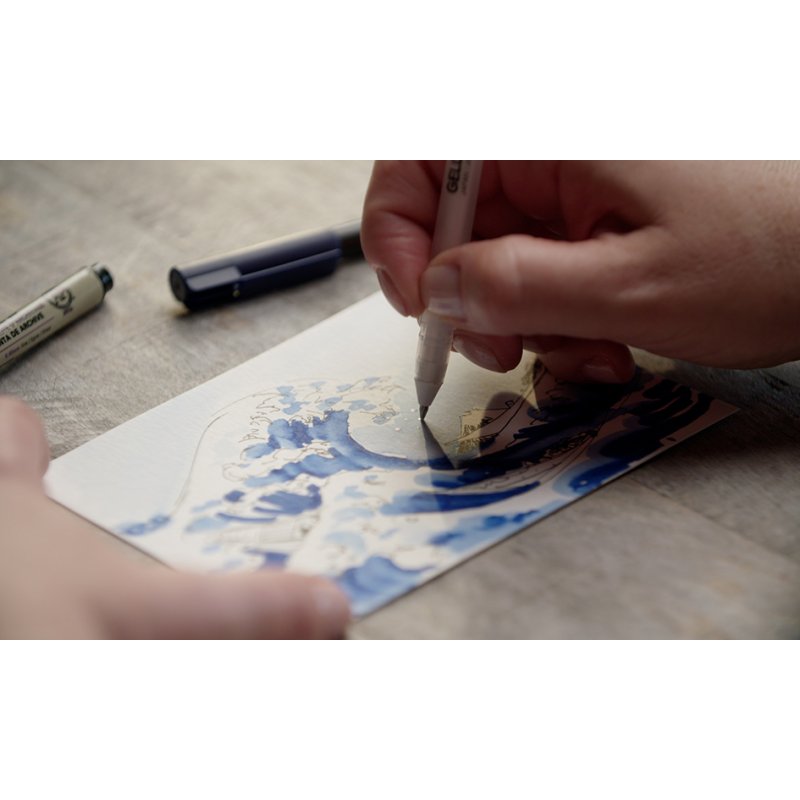 SAKURA creative set The Great Wave off Kanagawa, fineliner, gel pen, brush pen