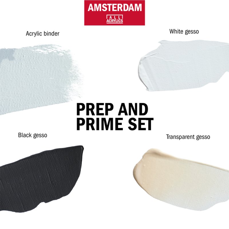 Royal Talens Amsterdam ground primer set, 4 x 120 ml, black/white/transparent