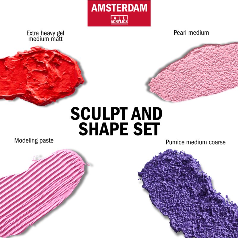 Royal Talens Amsterdam kit de modelage moyen, 4 x 120 ml, effets 3D